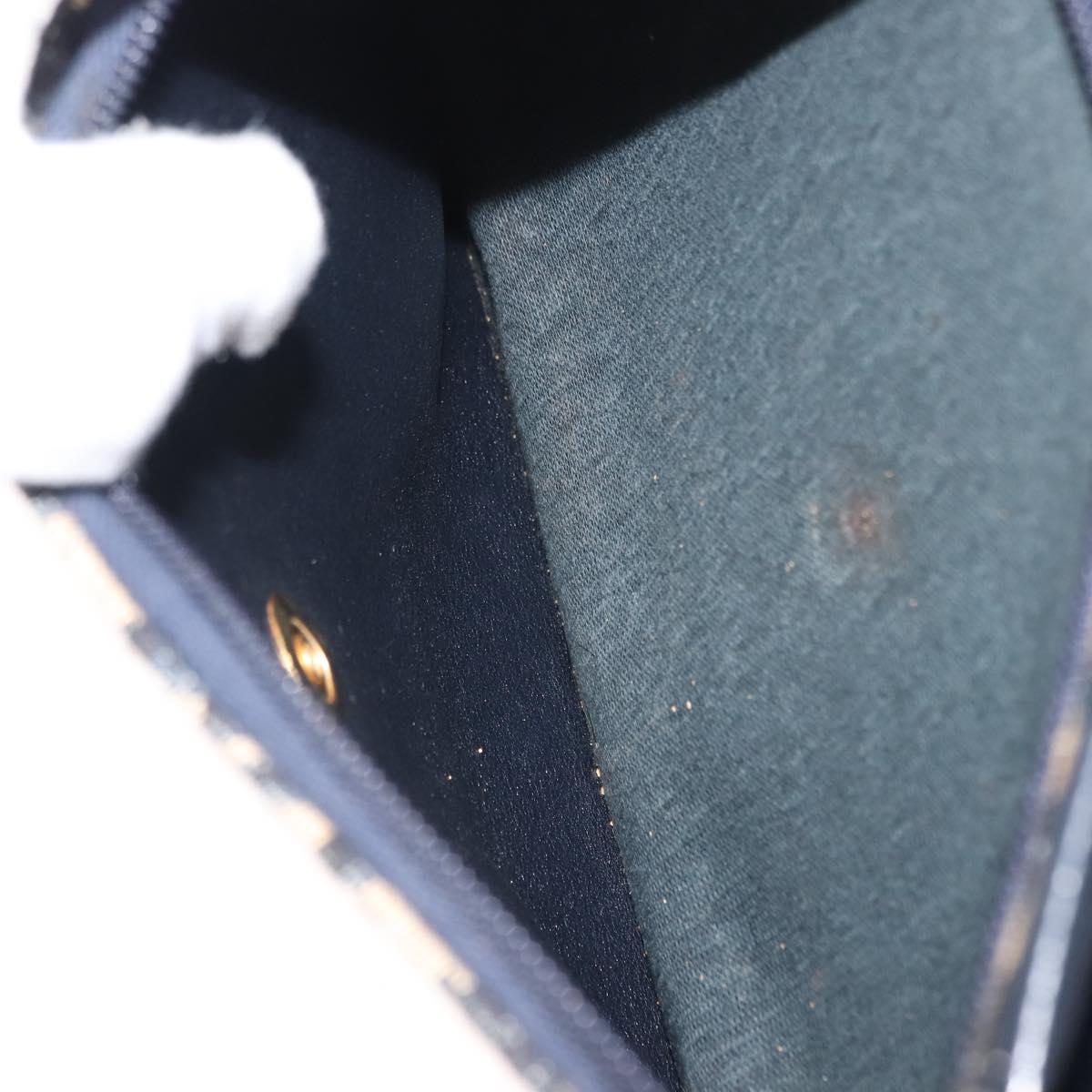 Christian Dior Trotter Canvas Shoulder Bag Navy Gold Auth BA7312