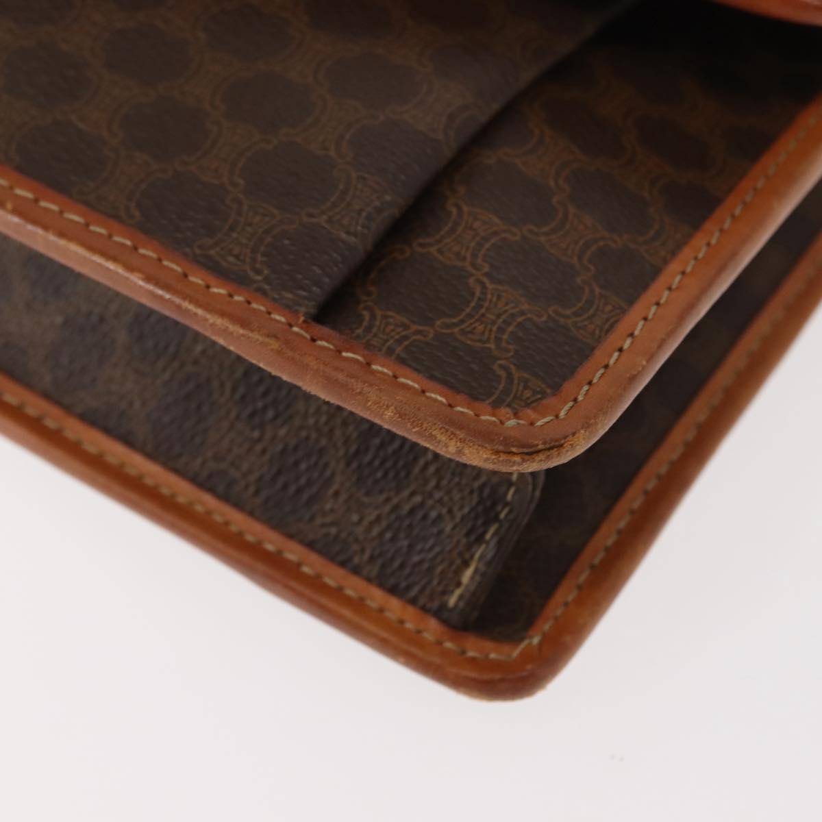 CELINE Macadam Canvas Shoulder Bag PVC Leather Brown Gold Auth BA7314