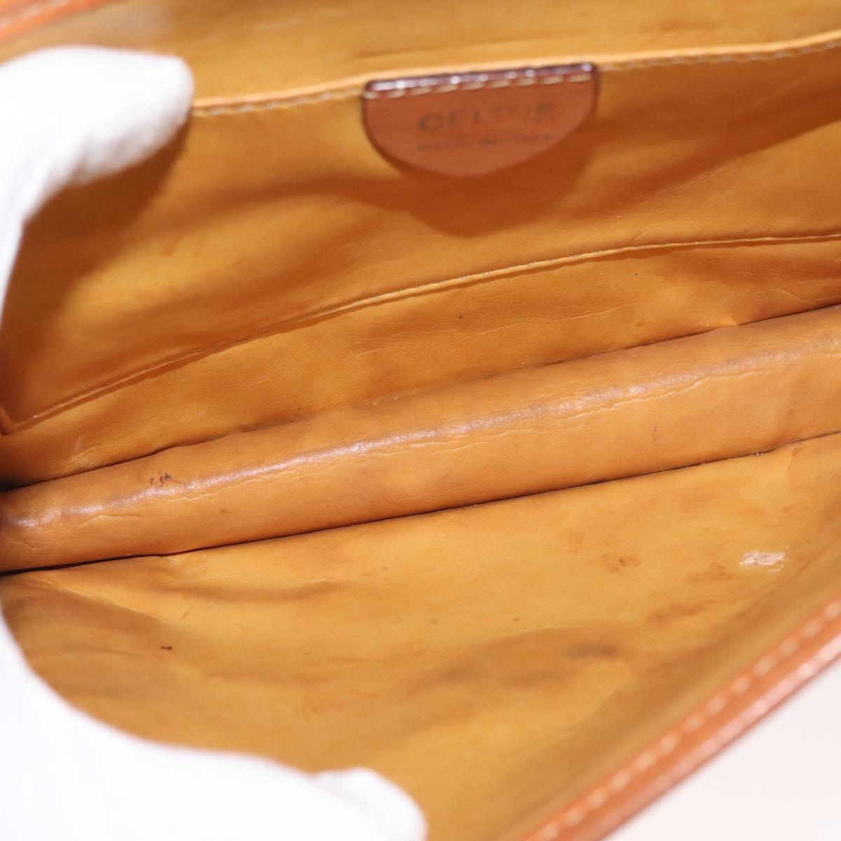 CELINE Macadam Canvas Shoulder Bag PVC Leather Brown Gold Auth BA7314