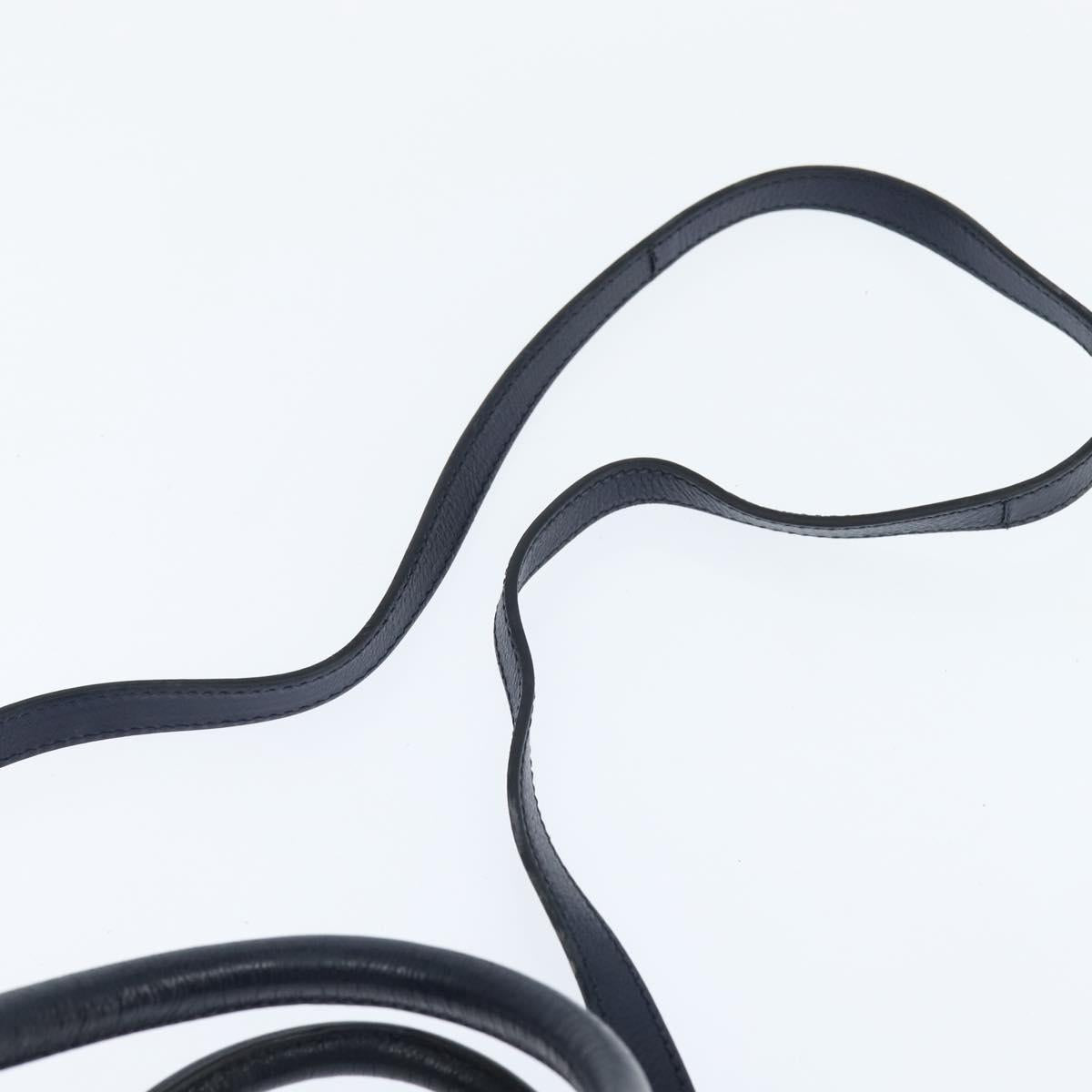 PRADA Hand Bag Leather 2way Navy Gold Auth BA7315