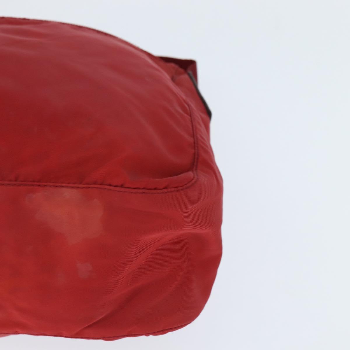 PRADA Shoulder Bag Nylon Red Silver Auth BA7316
