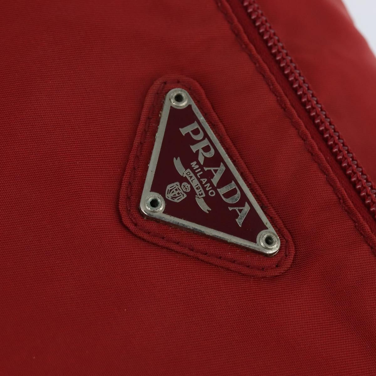 PRADA Shoulder Bag Nylon Red Silver Auth BA7316