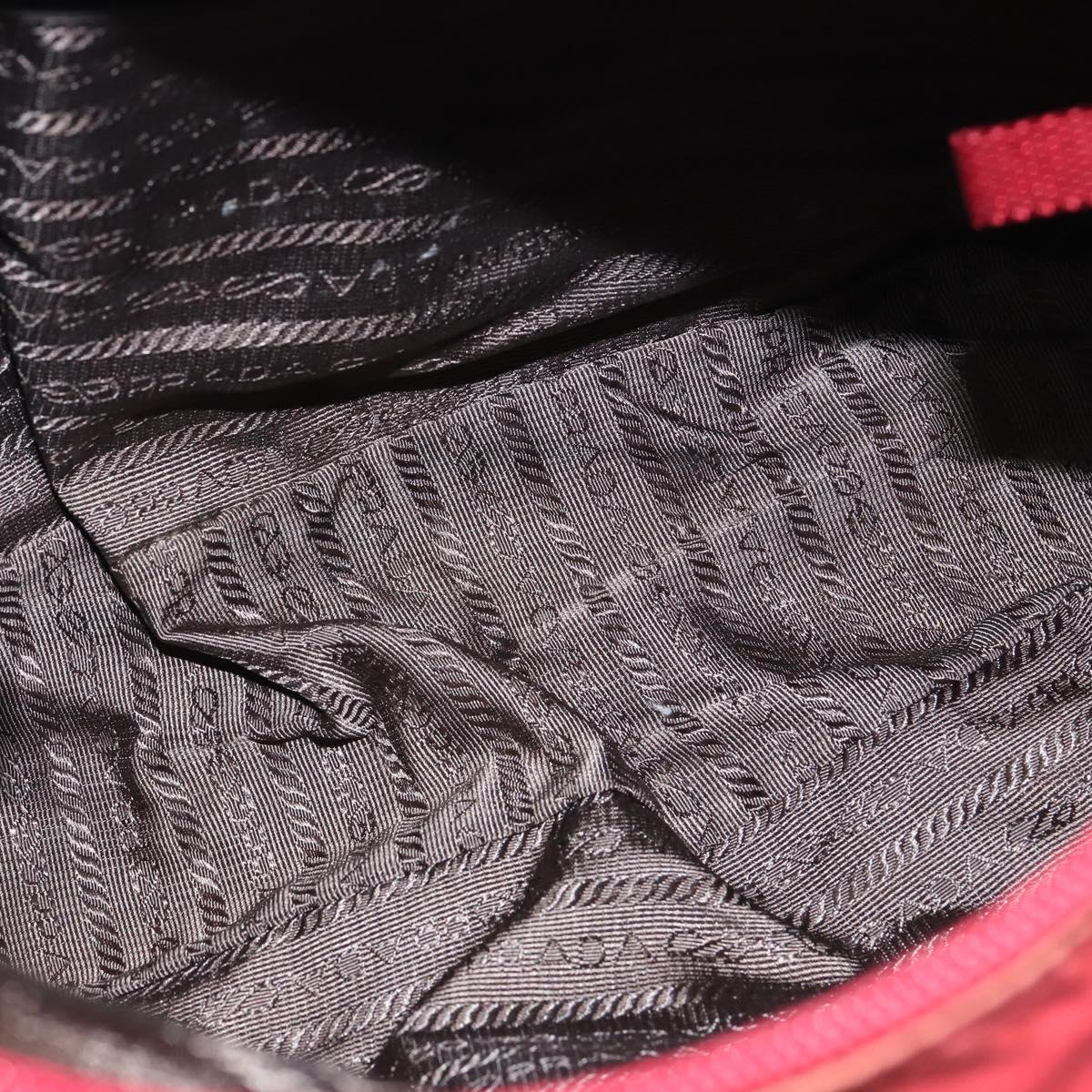 PRADA Shoulder Bag Nylon Red Silver Auth BA7316