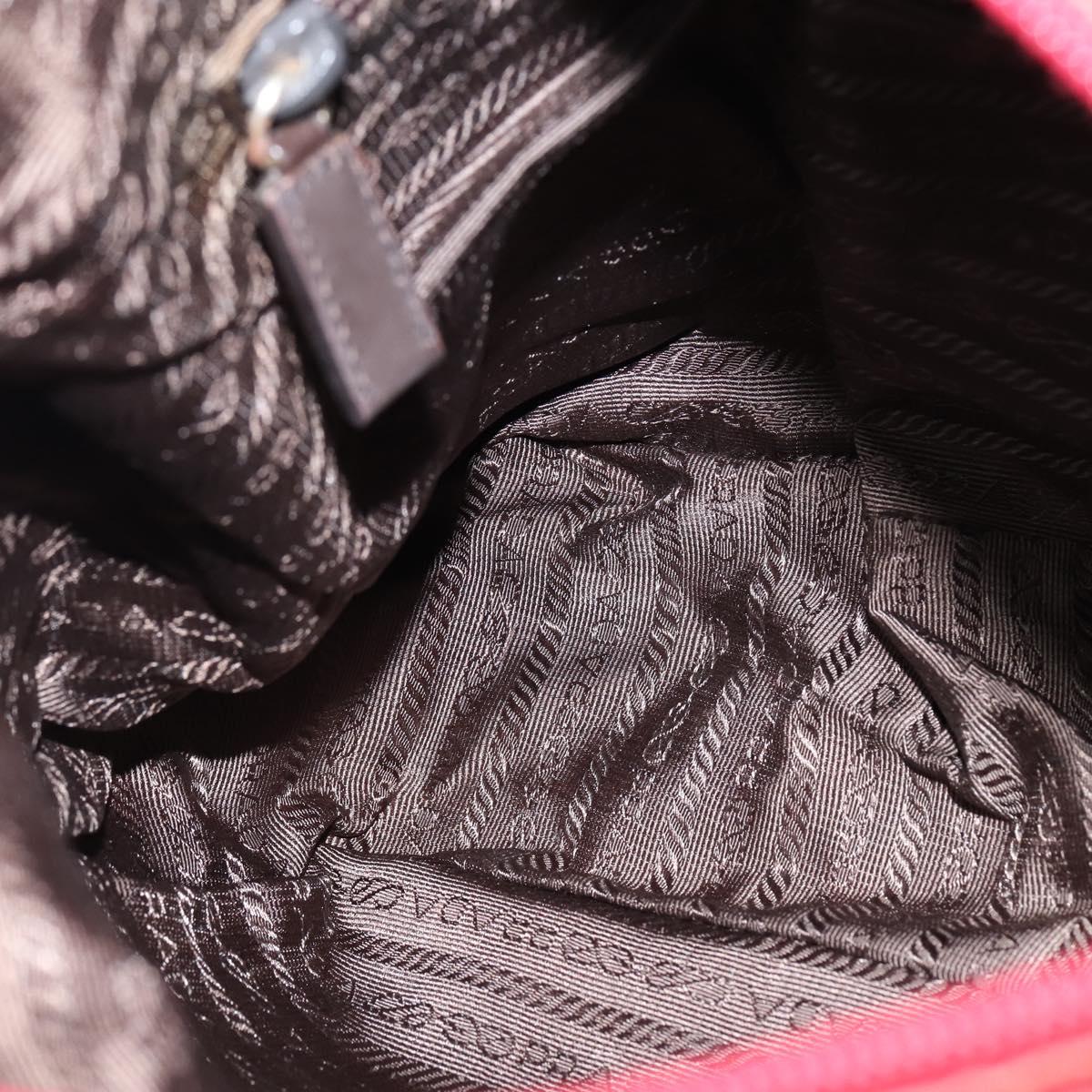 PRADA Shoulder Bag Nylon Red Silver Auth BA7316