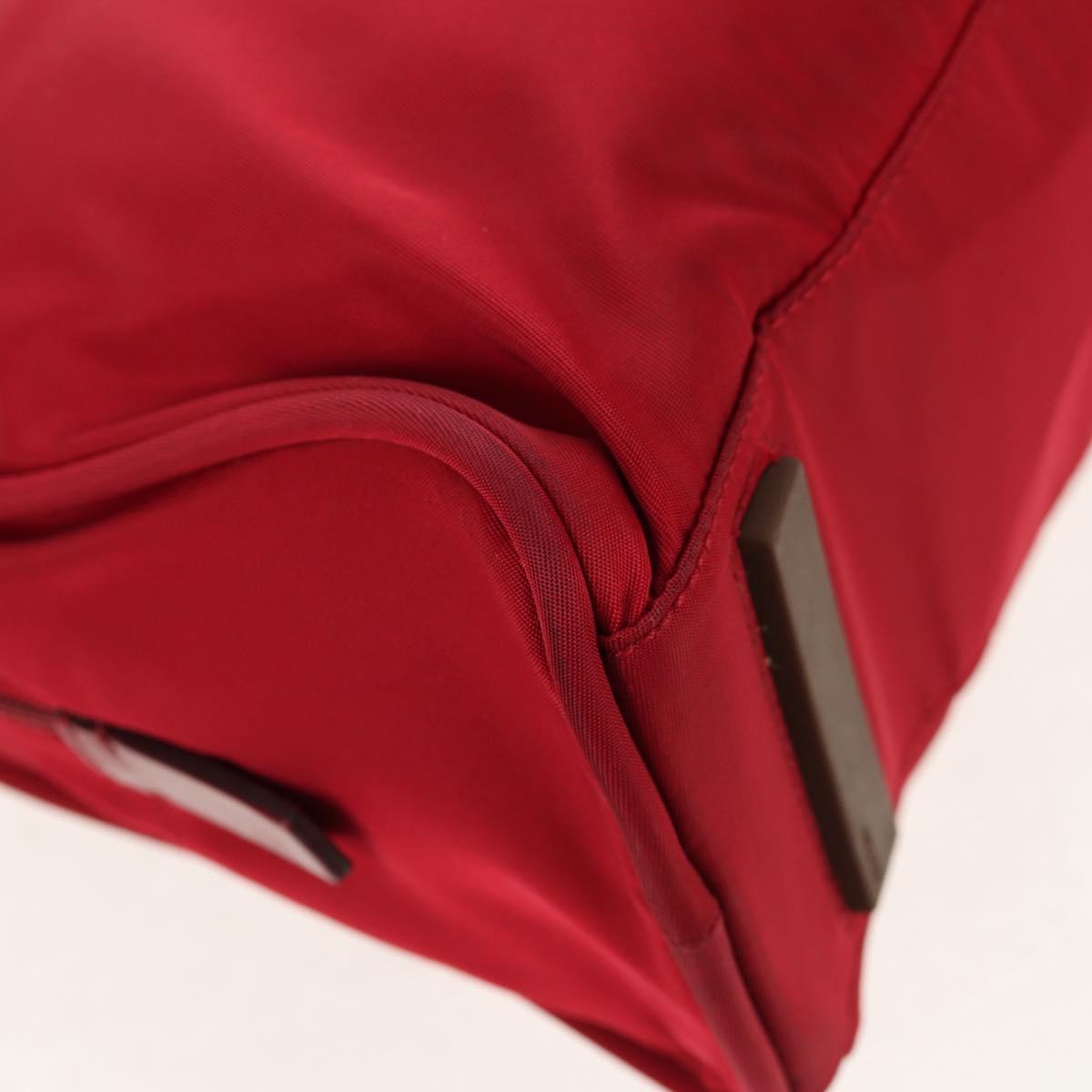 PRADA Shoulder Bag Nylon Red Silver Auth BA7317V