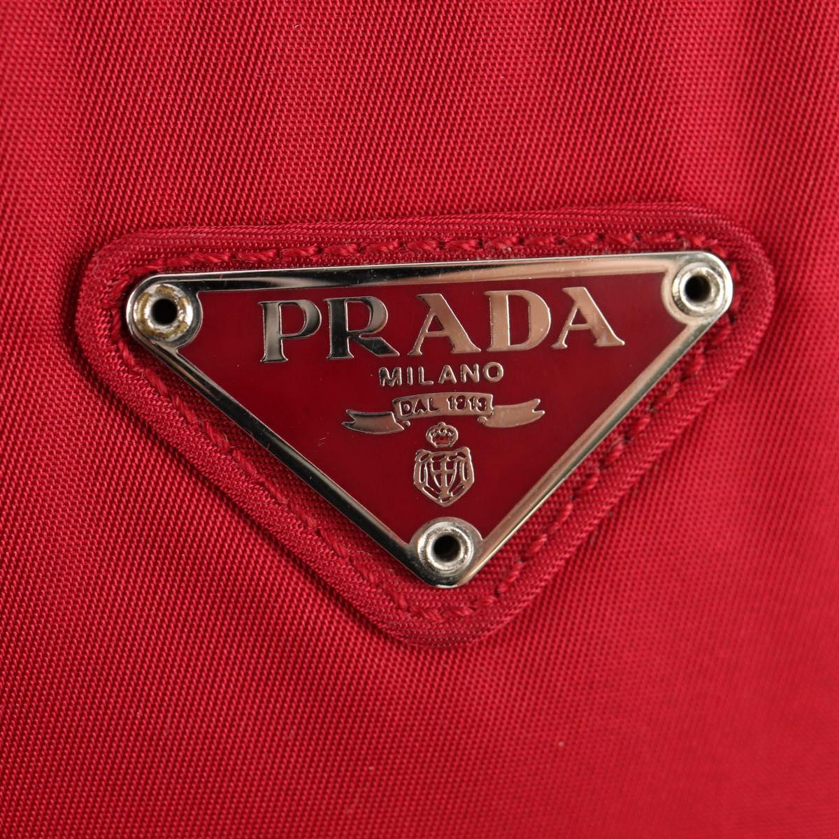 PRADA Shoulder Bag Nylon Red Silver Auth BA7317V