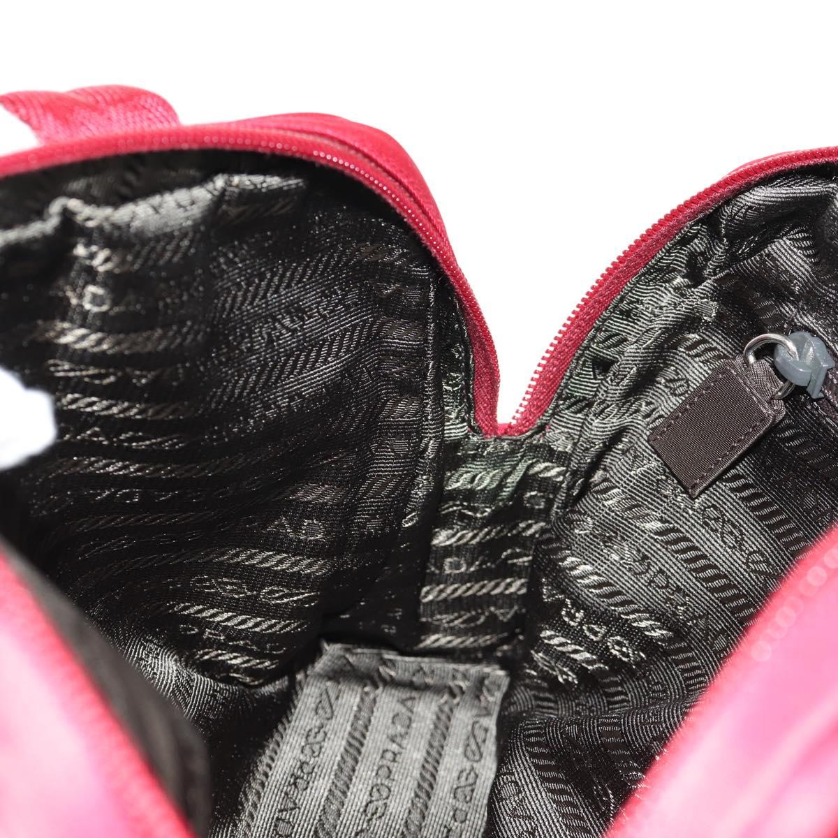 PRADA Shoulder Bag Nylon Red Silver Auth BA7317V