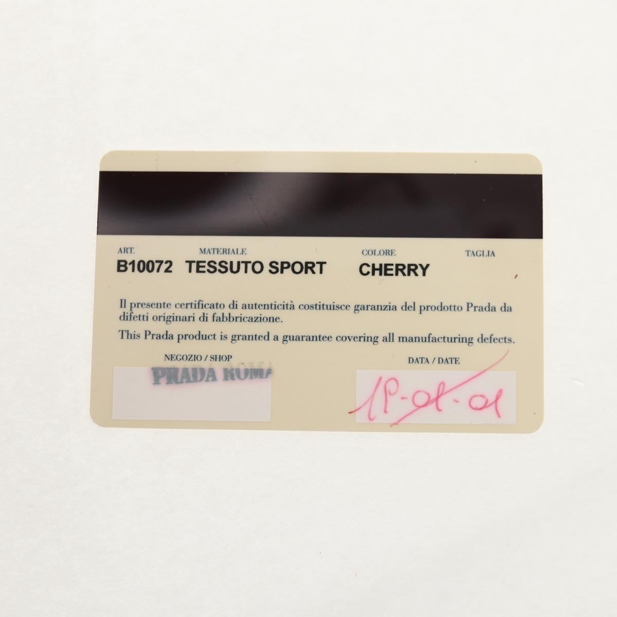 PRADA Shoulder Bag Nylon Red Silver Auth BA7317V