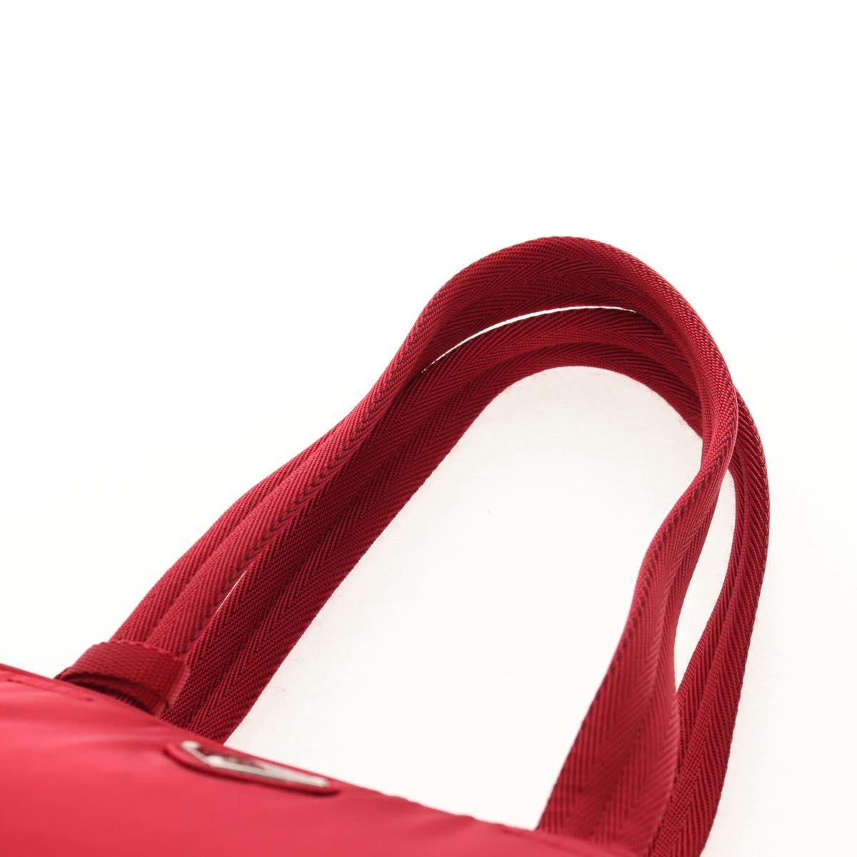 PRADA Shoulder Bag Nylon Red Silver Auth BA7317V