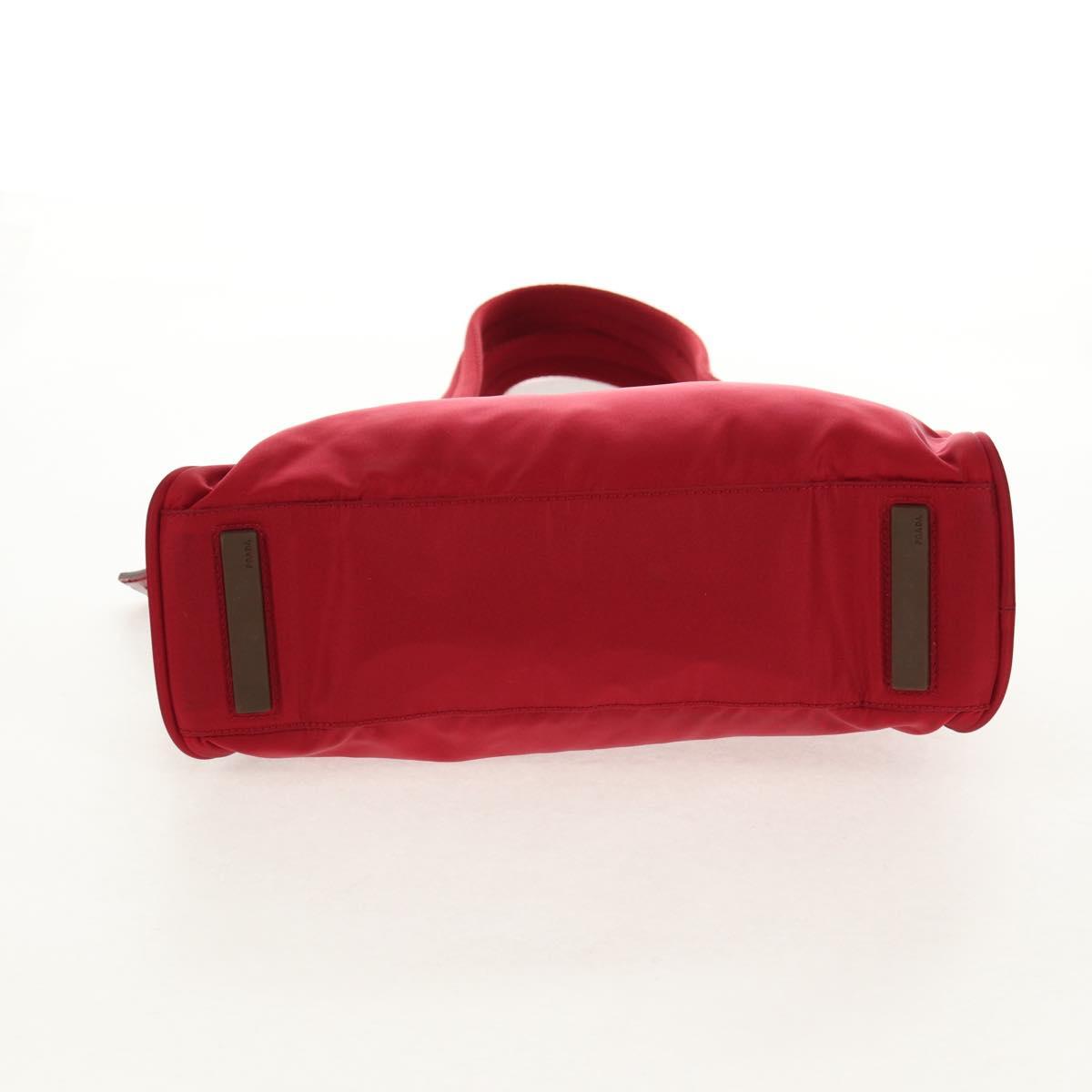 PRADA Shoulder Bag Nylon Red Silver Auth BA7317V