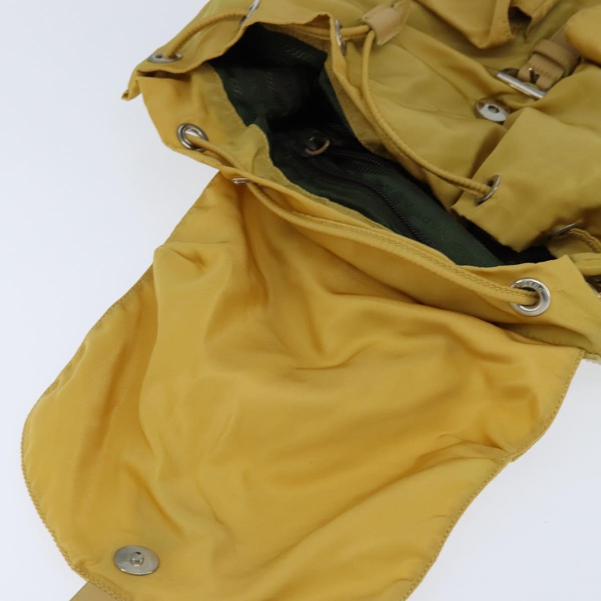 PRADA Backpack Nylon Yellow Silver Auth BA7318