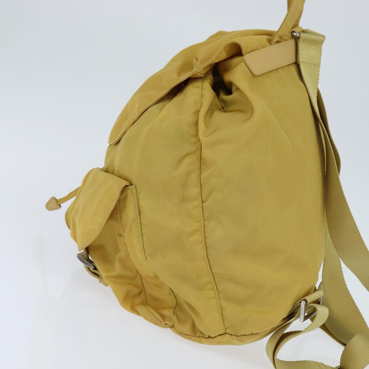 PRADA Backpack Nylon Yellow Silver Auth BA7318