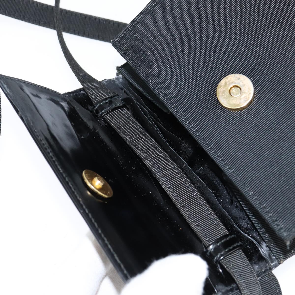 Salvatore Ferragamo Vala Shoulder Bag Canvas Black Gold Auth BA7319