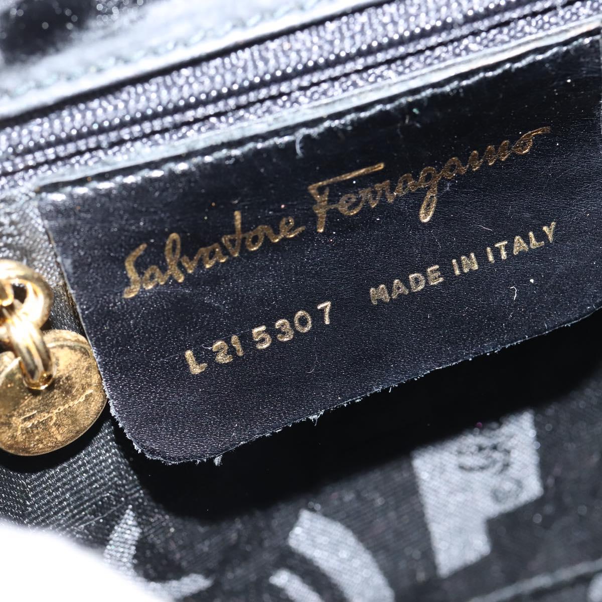 Salvatore Ferragamo Vala Shoulder Bag Canvas Black Gold Auth BA7319