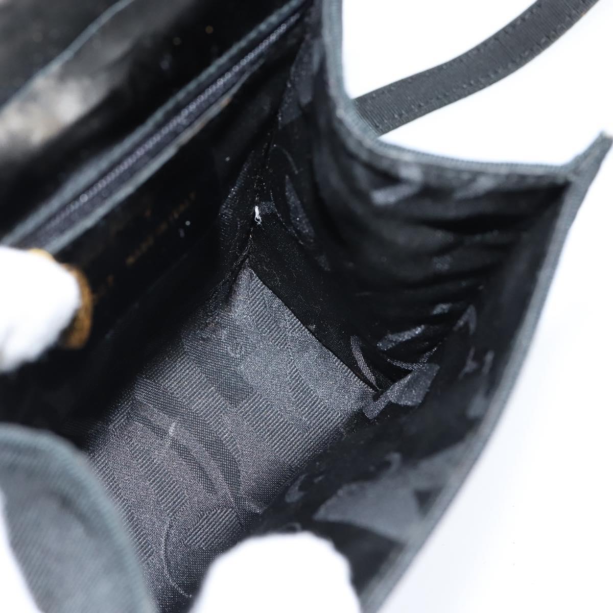 Salvatore Ferragamo Vala Shoulder Bag Canvas Black Gold Auth BA7319