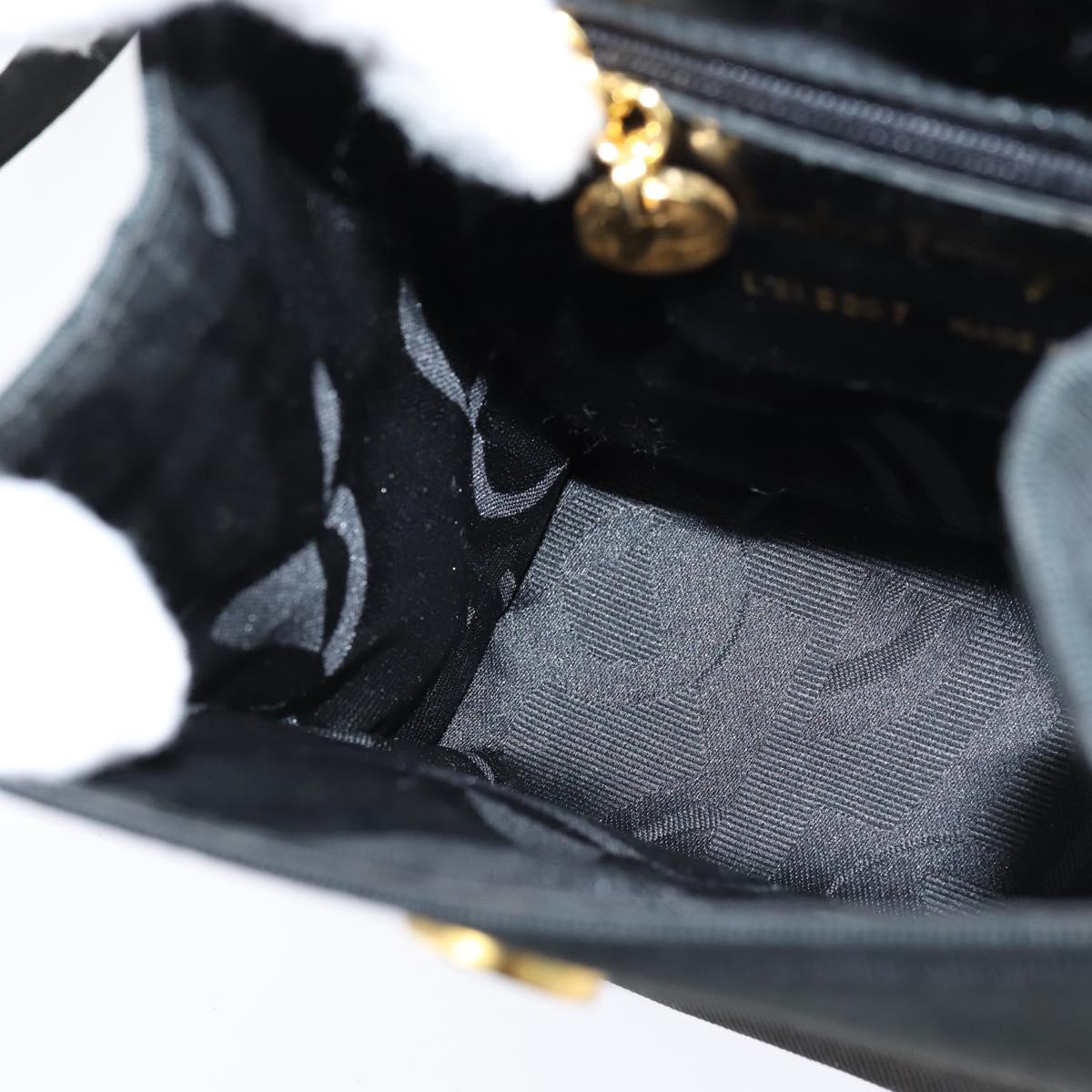 Salvatore Ferragamo Vala Shoulder Bag Canvas Black Gold Auth BA7319