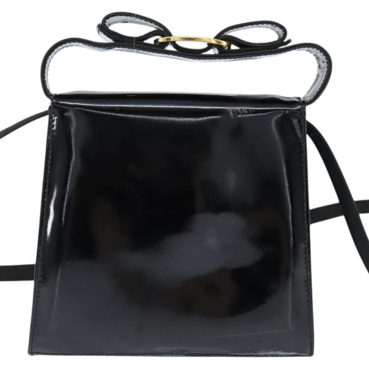 Salvatore Ferragamo Vala Shoulder Bag Canvas Black Gold Auth BA7319