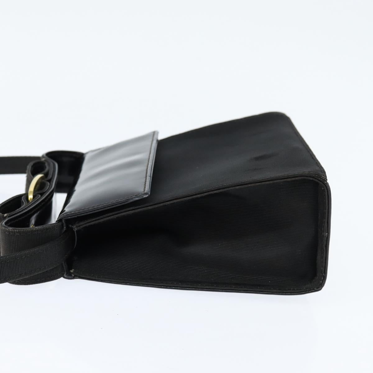 Salvatore Ferragamo Vala Shoulder Bag Canvas Black Gold Auth BA7319