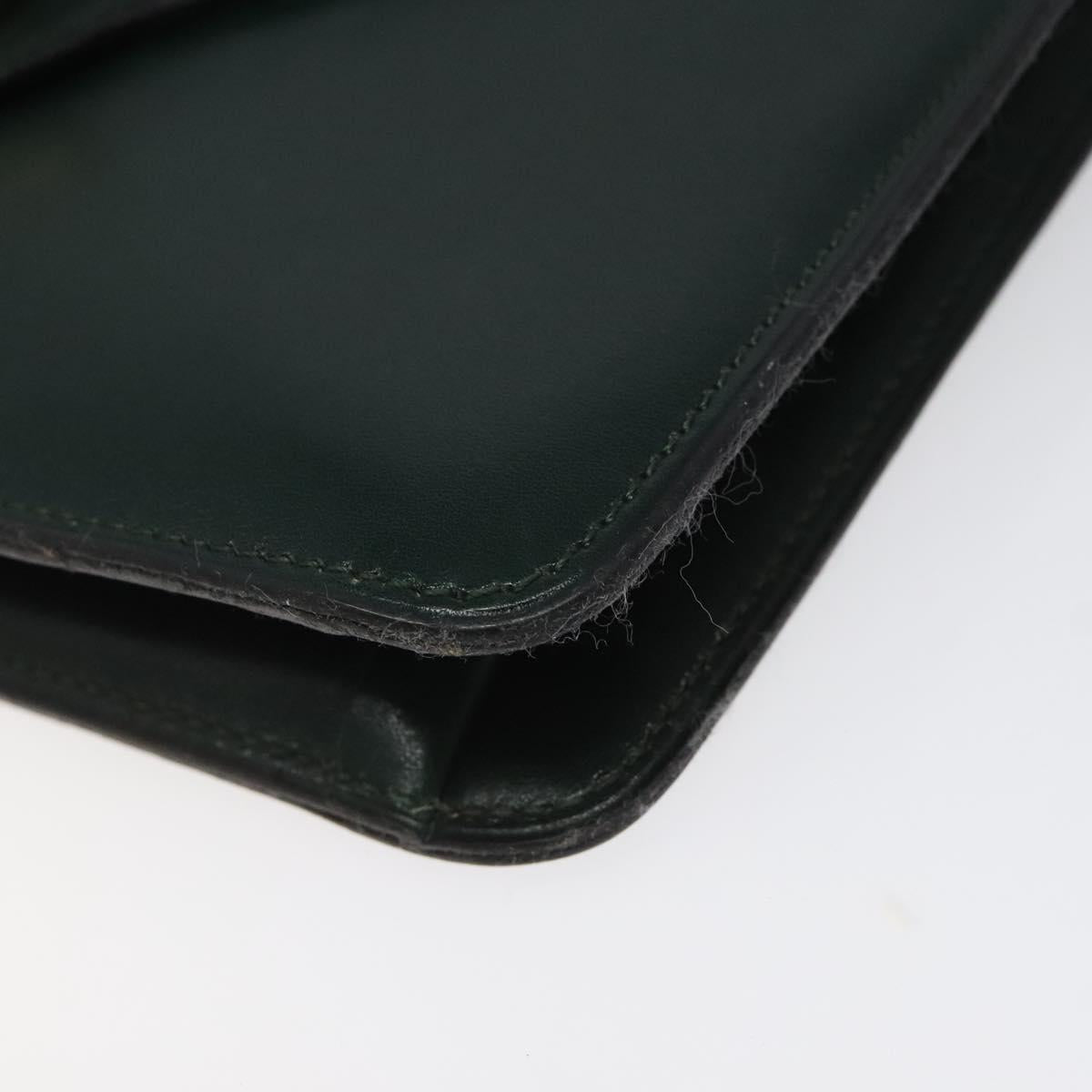 Christian Dior Hand Bag Leather Green Gold Auth BA732