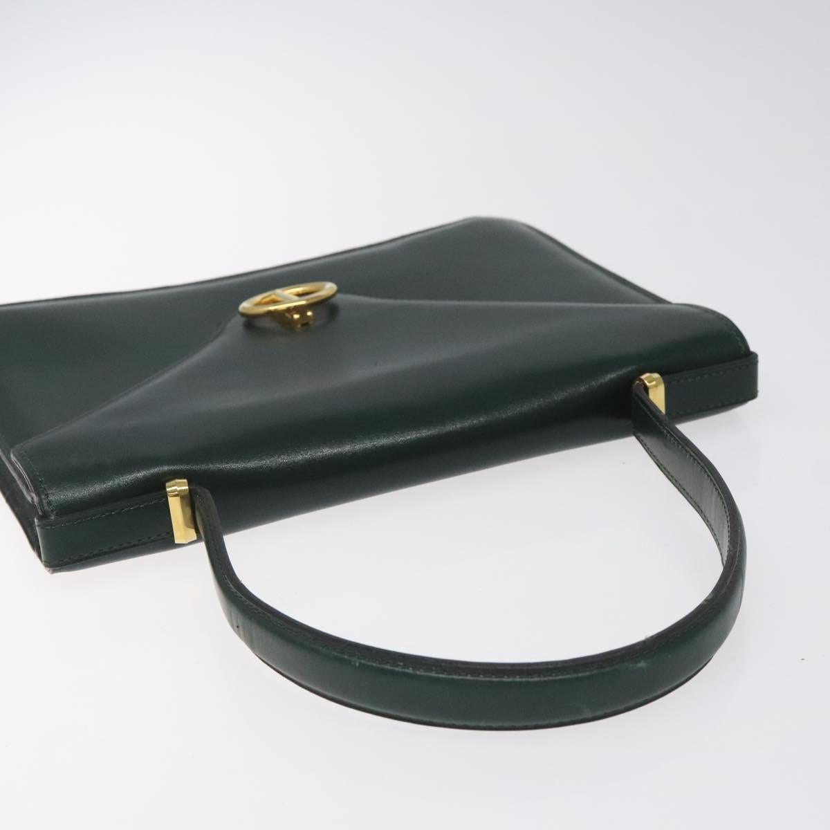 Christian Dior Hand Bag Leather Green Gold Auth BA732