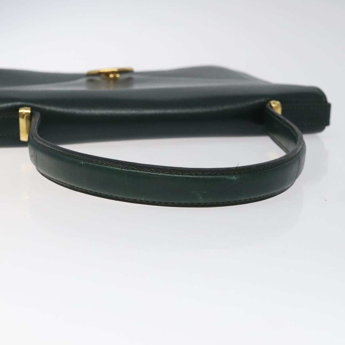 Christian Dior Hand Bag Leather Green Gold Auth BA732