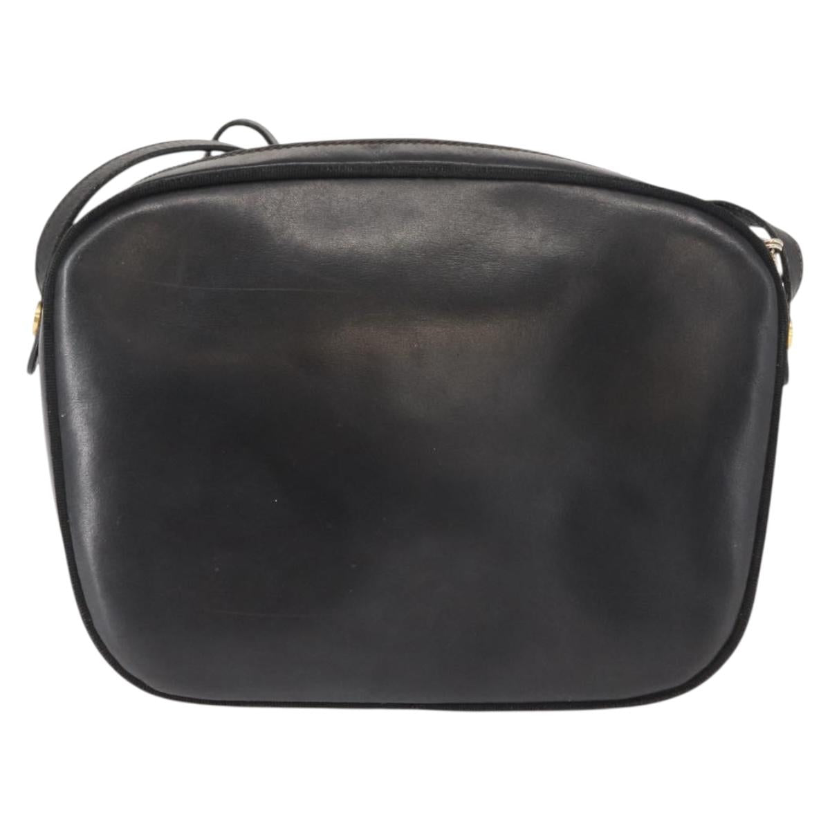 Salvatore Ferragamo Vala Shoulder Bag Leather Black Gold Auth BA7320