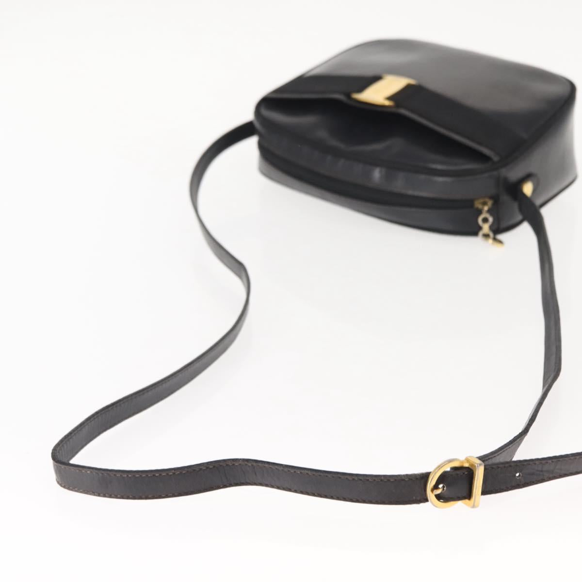 Salvatore Ferragamo Vala Shoulder Bag Leather Black Gold Auth BA7320