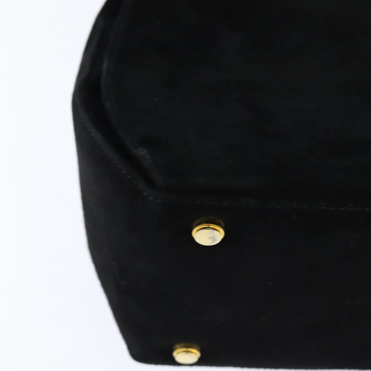 Salvatore Ferragamo Hand Bag Suede 2way Black Gold Auth BA7321