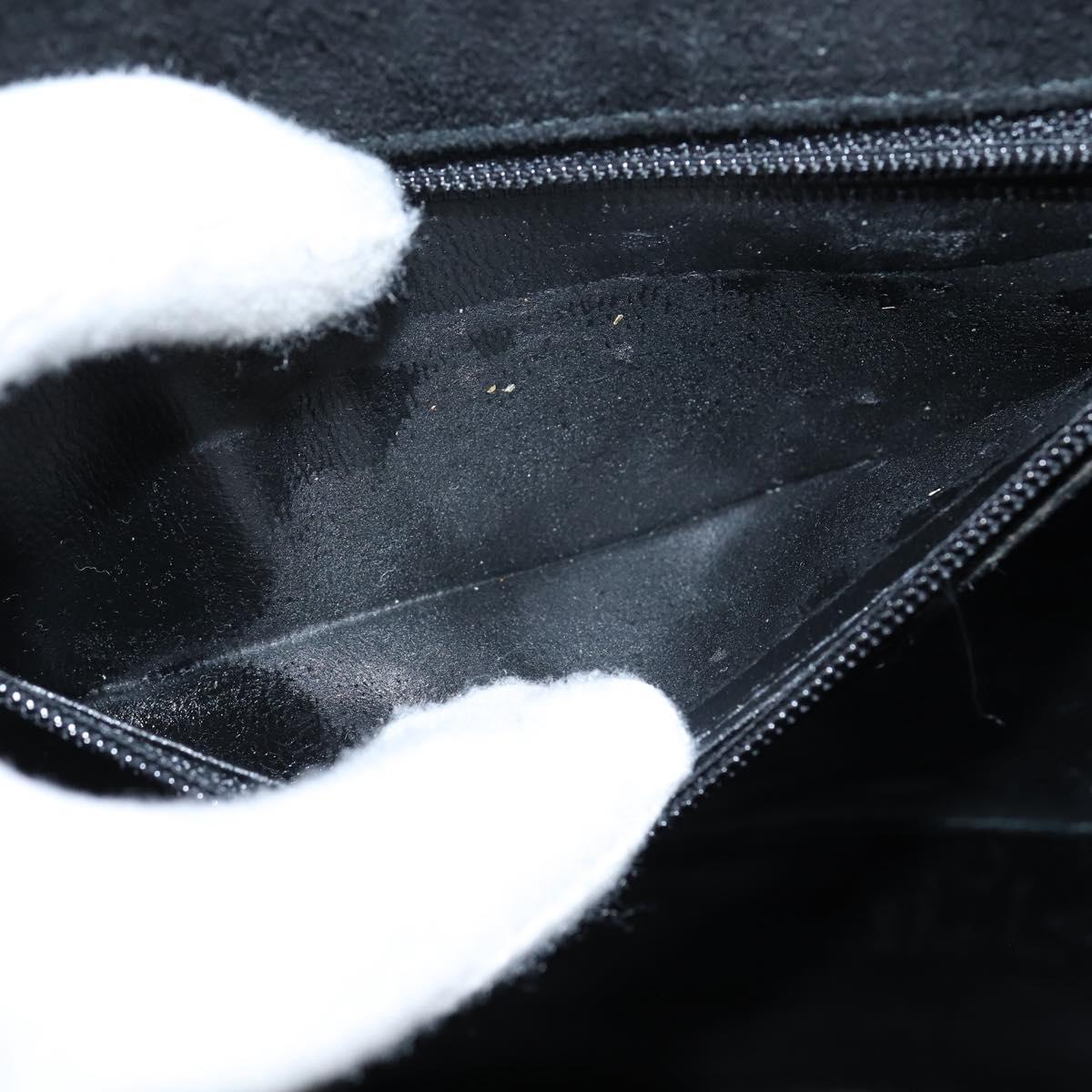 Salvatore Ferragamo Hand Bag Suede 2way Black Gold Auth BA7321