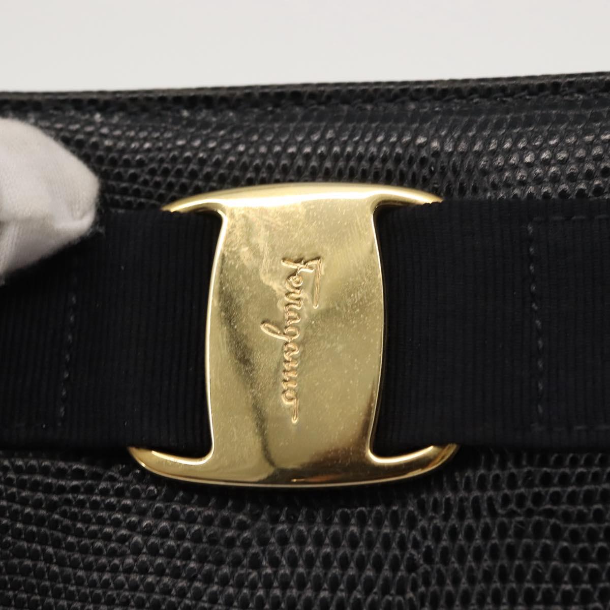 Salvatore Ferragamo Vala Tote Bag Leather Navy Gold Auth BA7322