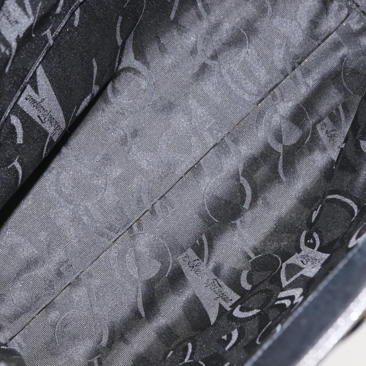 Salvatore Ferragamo Vala Tote Bag Leather Navy Gold Auth BA7322