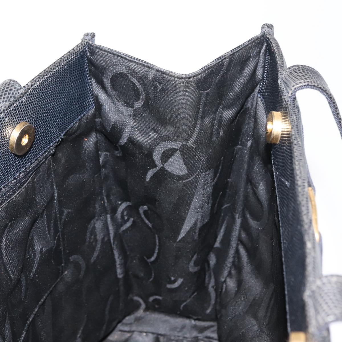 Salvatore Ferragamo Vala Tote Bag Leather Navy Gold Auth BA7322