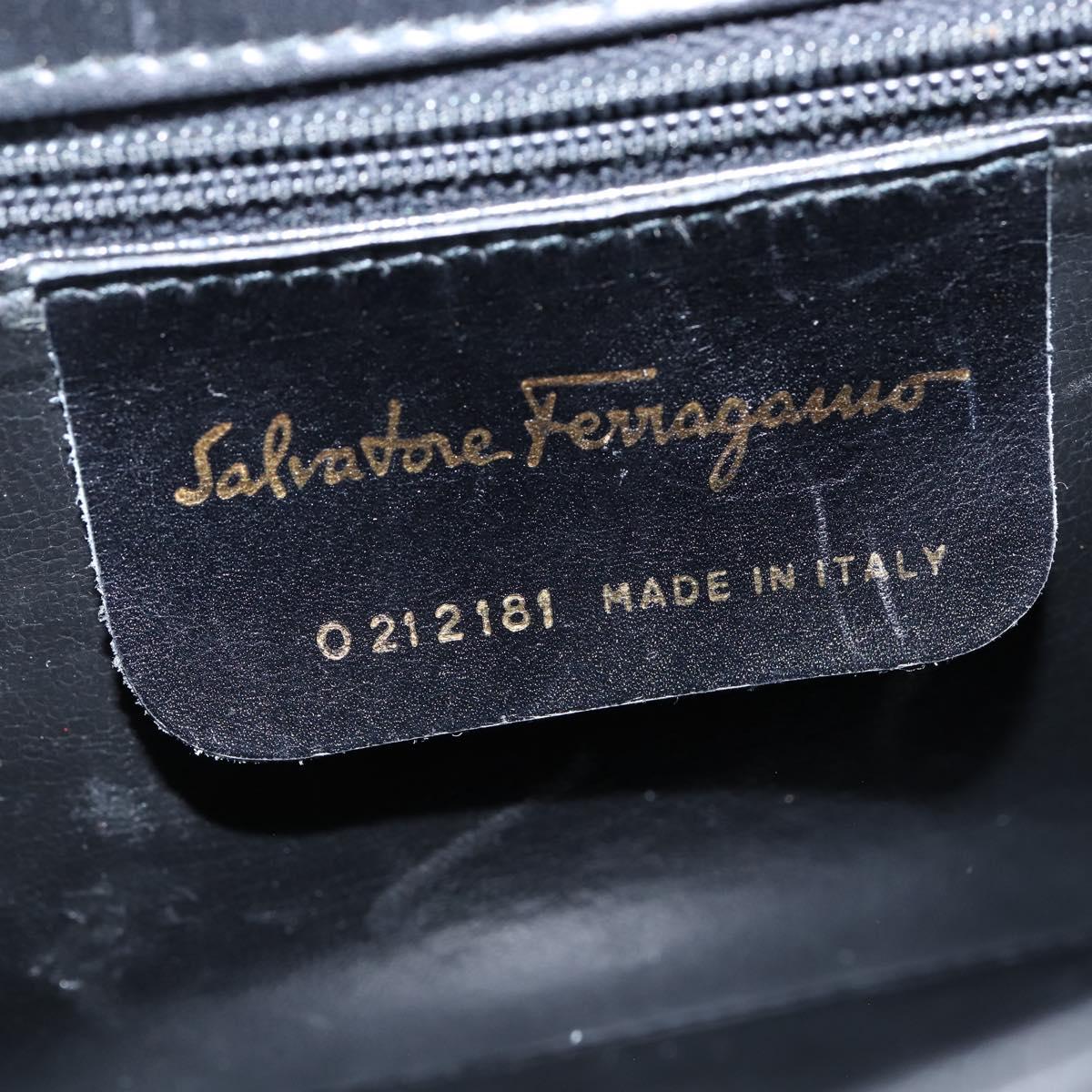 Salvatore Ferragamo Gancini Hand Bag Leather 2way Black Gold Auth BA7323