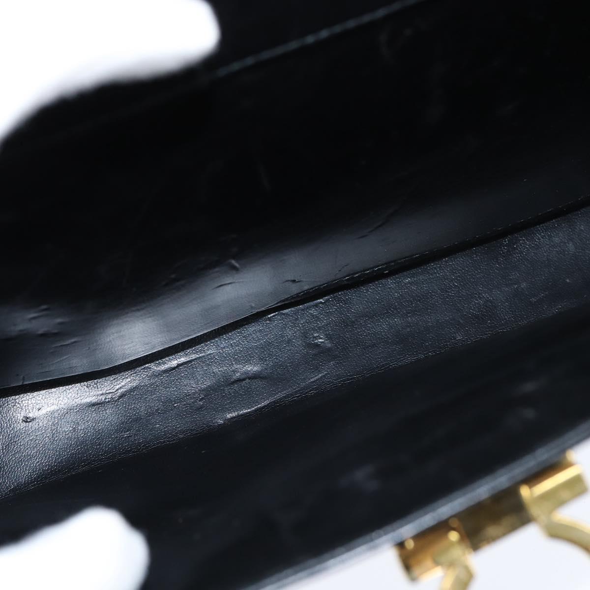 Salvatore Ferragamo Gancini Hand Bag Leather 2way Black Gold Auth BA7323