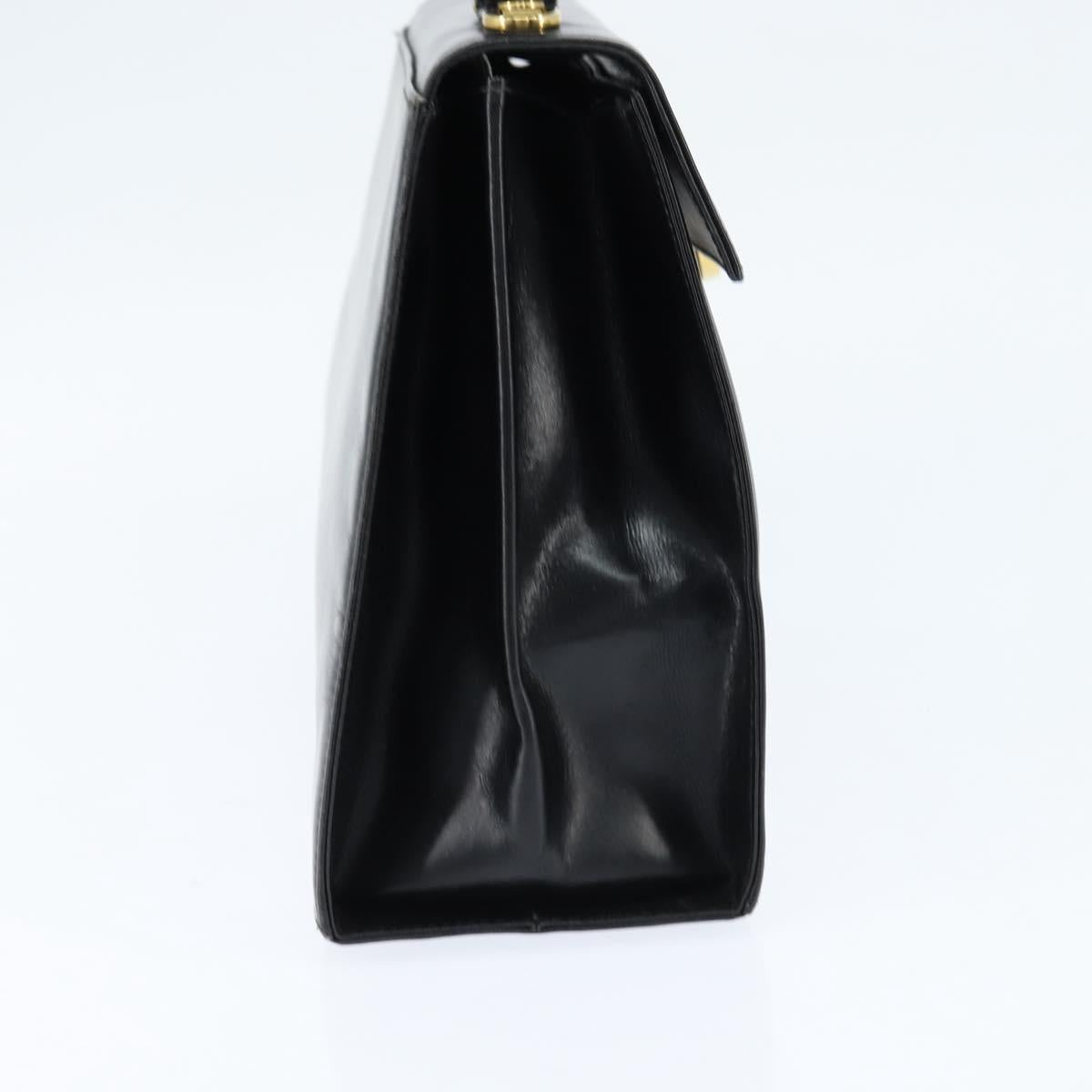 Salvatore Ferragamo Gancini Hand Bag Leather 2way Black Gold Auth BA7323