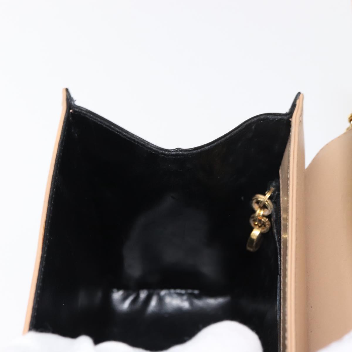 Salvatore Ferragamo Chain Shoulder Bag Leather Beige Gold Auth BA7325