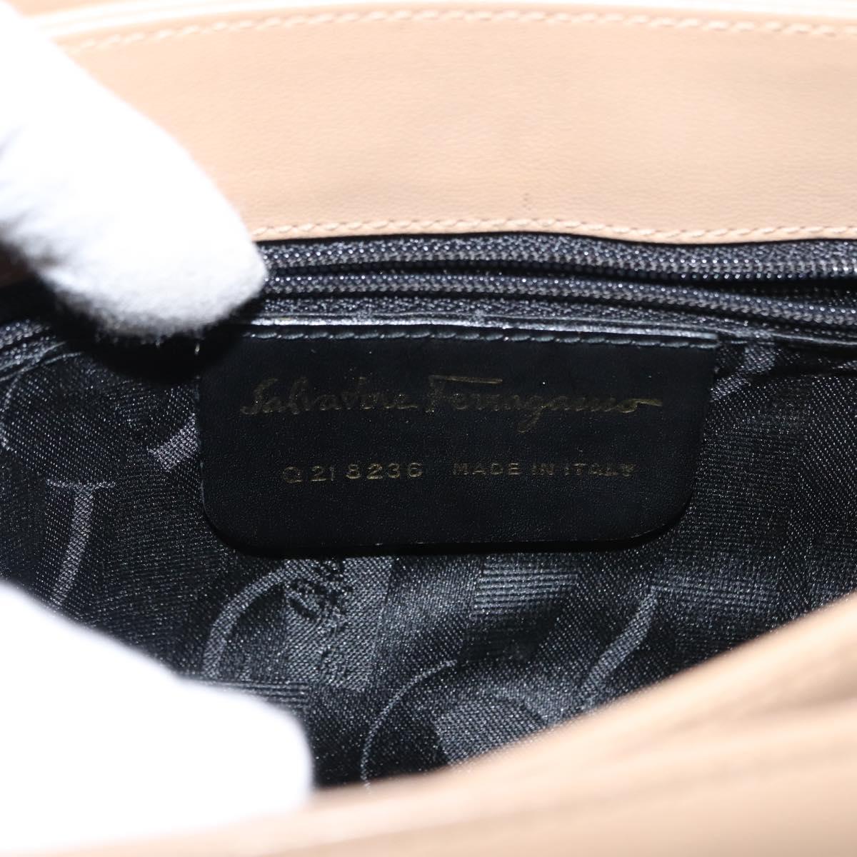 Salvatore Ferragamo Hand Bag Leather Beige Gold Auth BA7326