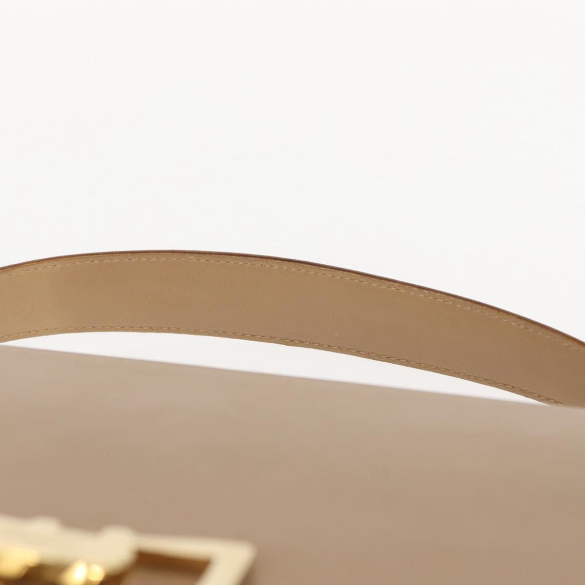 Salvatore Ferragamo Hand Bag Leather Beige Gold Auth BA7326