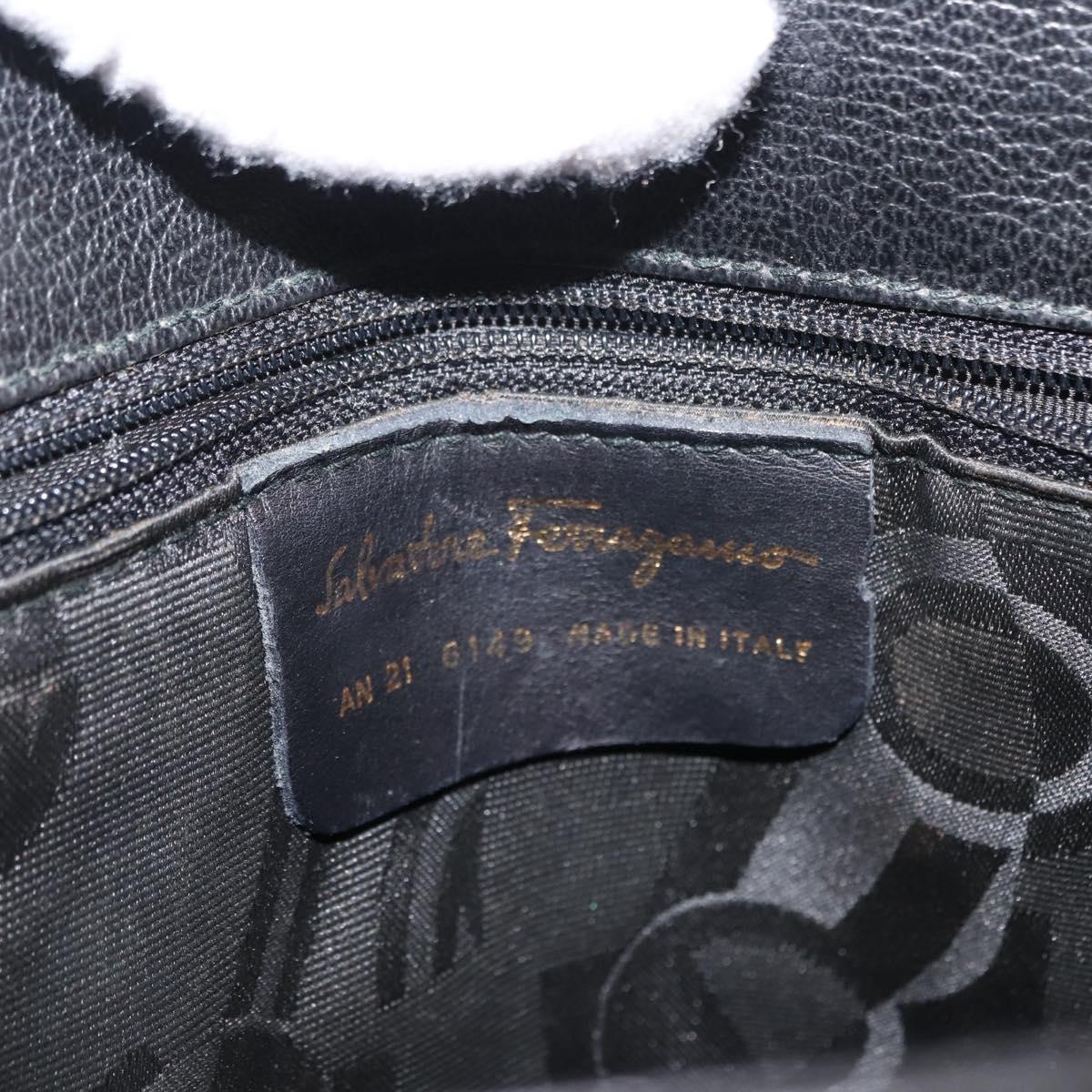 Salvatore Ferragamo Gancini Tote Bag Leather Black Gold Auth BA7327