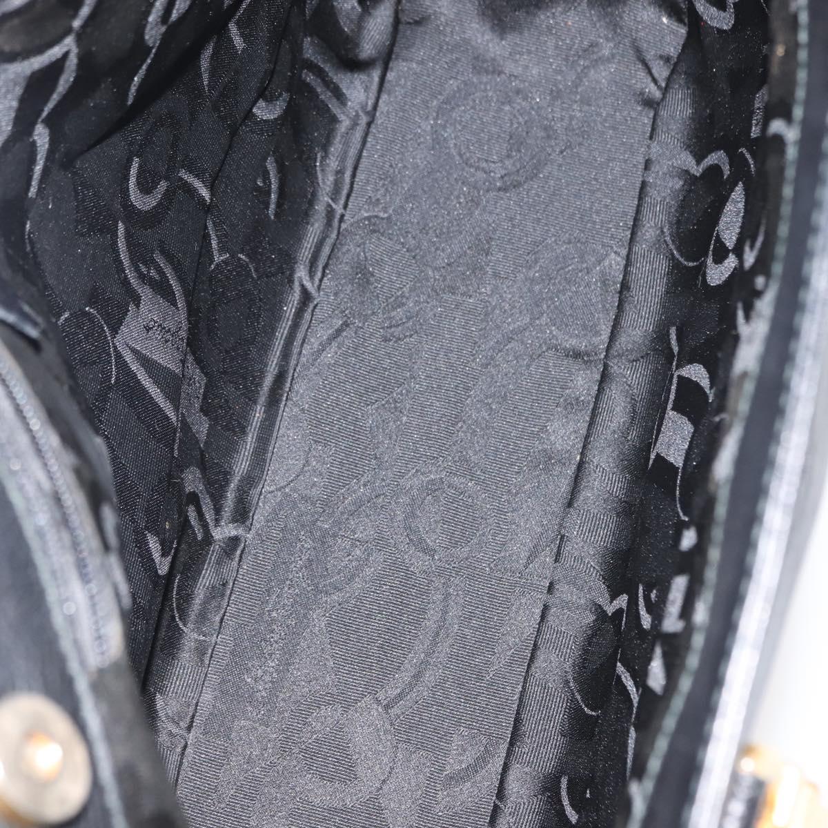 Salvatore Ferragamo Gancini Tote Bag Leather Black Gold Auth BA7327