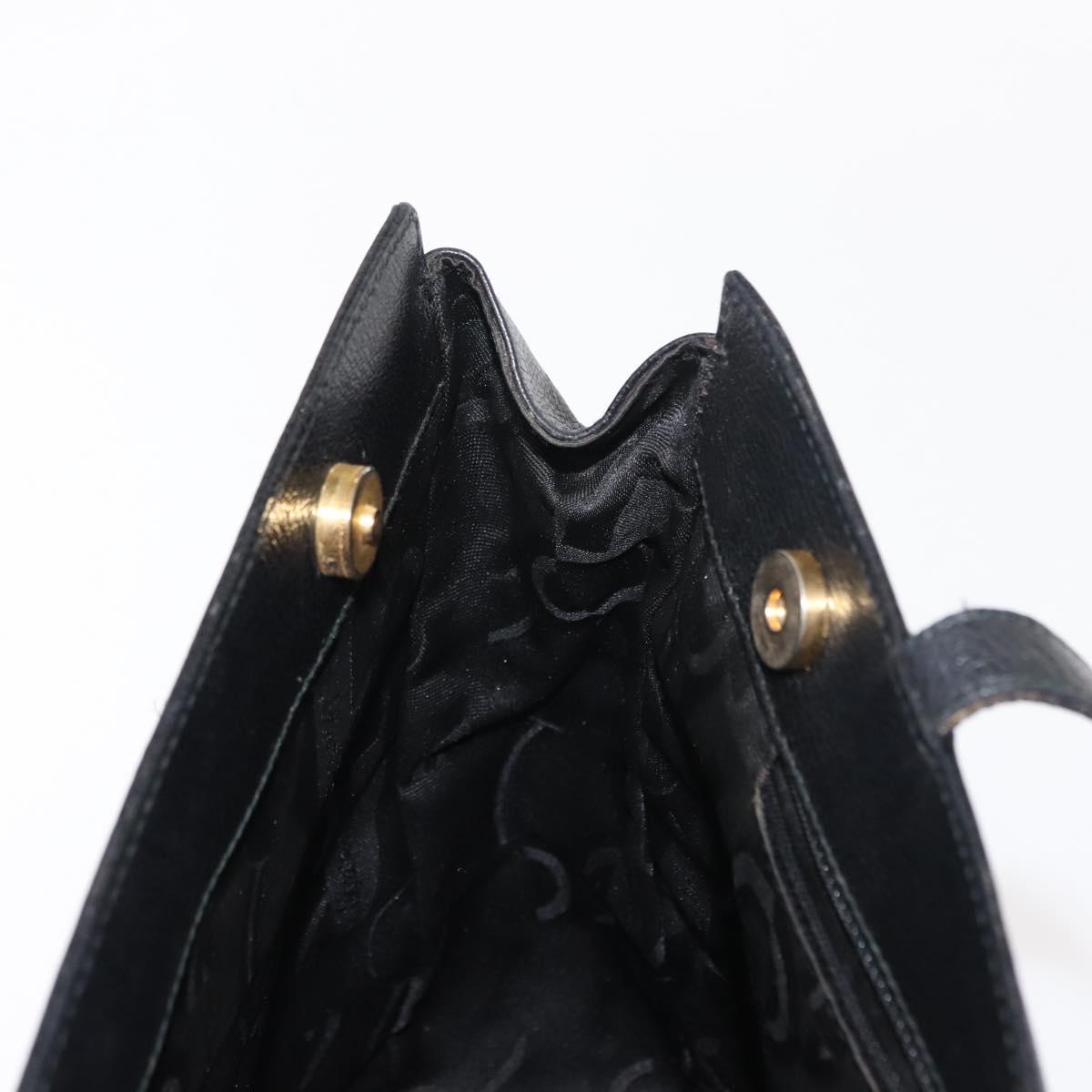 Salvatore Ferragamo Gancini Tote Bag Leather Black Gold Auth BA7327