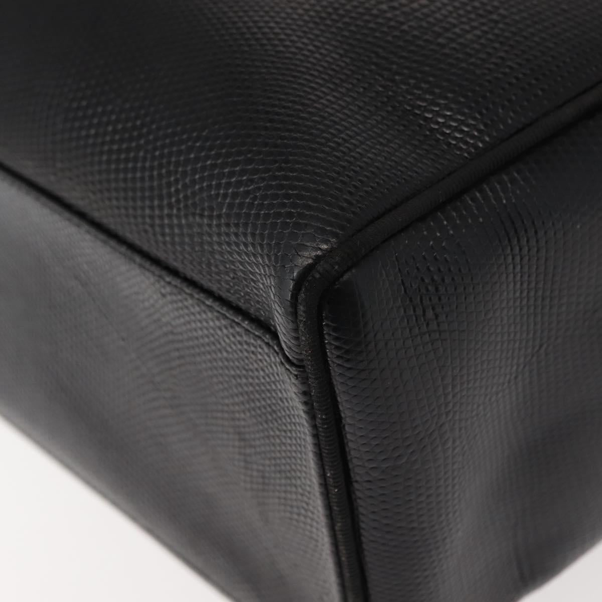 Salvatore Ferragamo Vala Embossing Tote Bag Leather Black Gold Auth BA7328