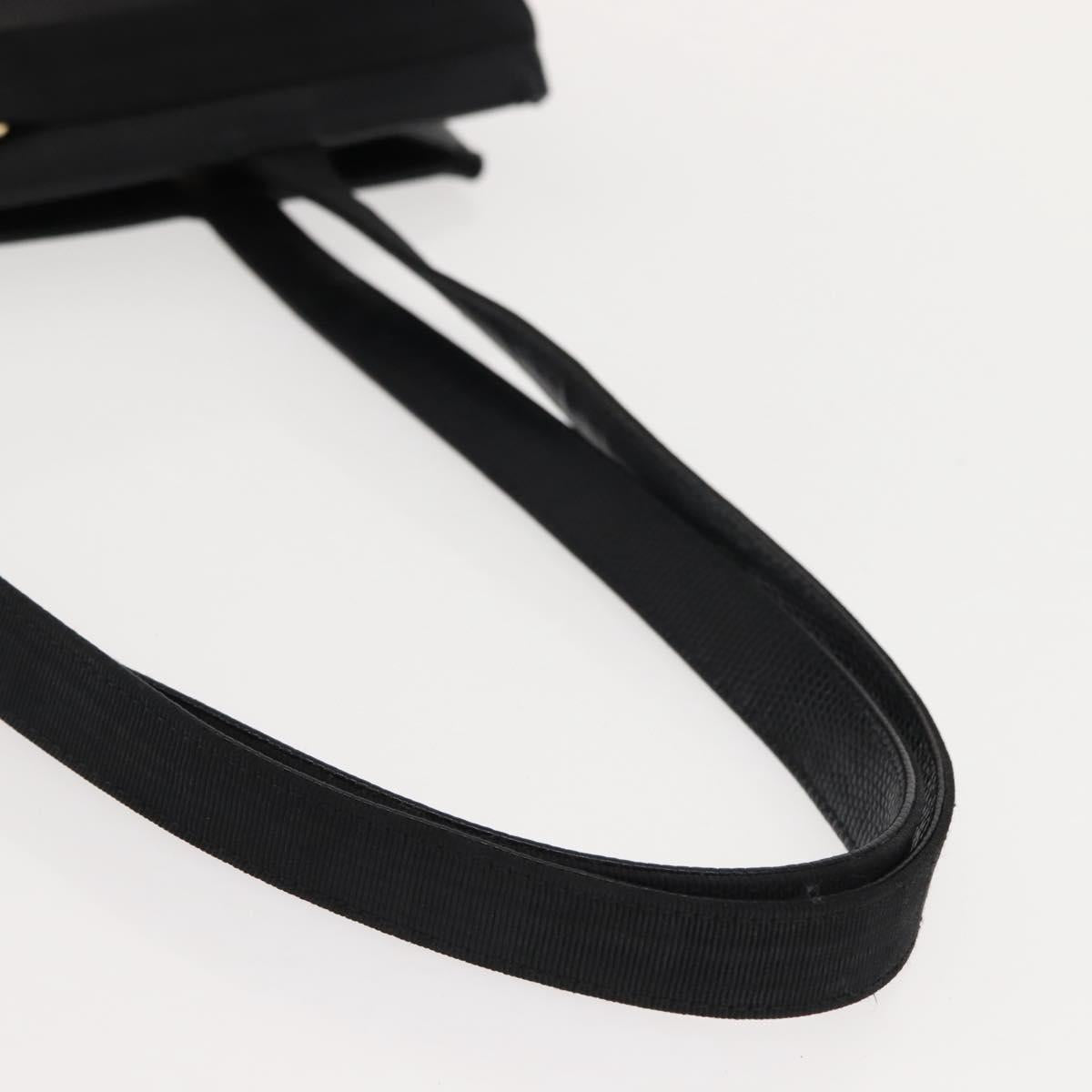 Salvatore Ferragamo Vala Embossing Tote Bag Leather Black Gold Auth BA7328