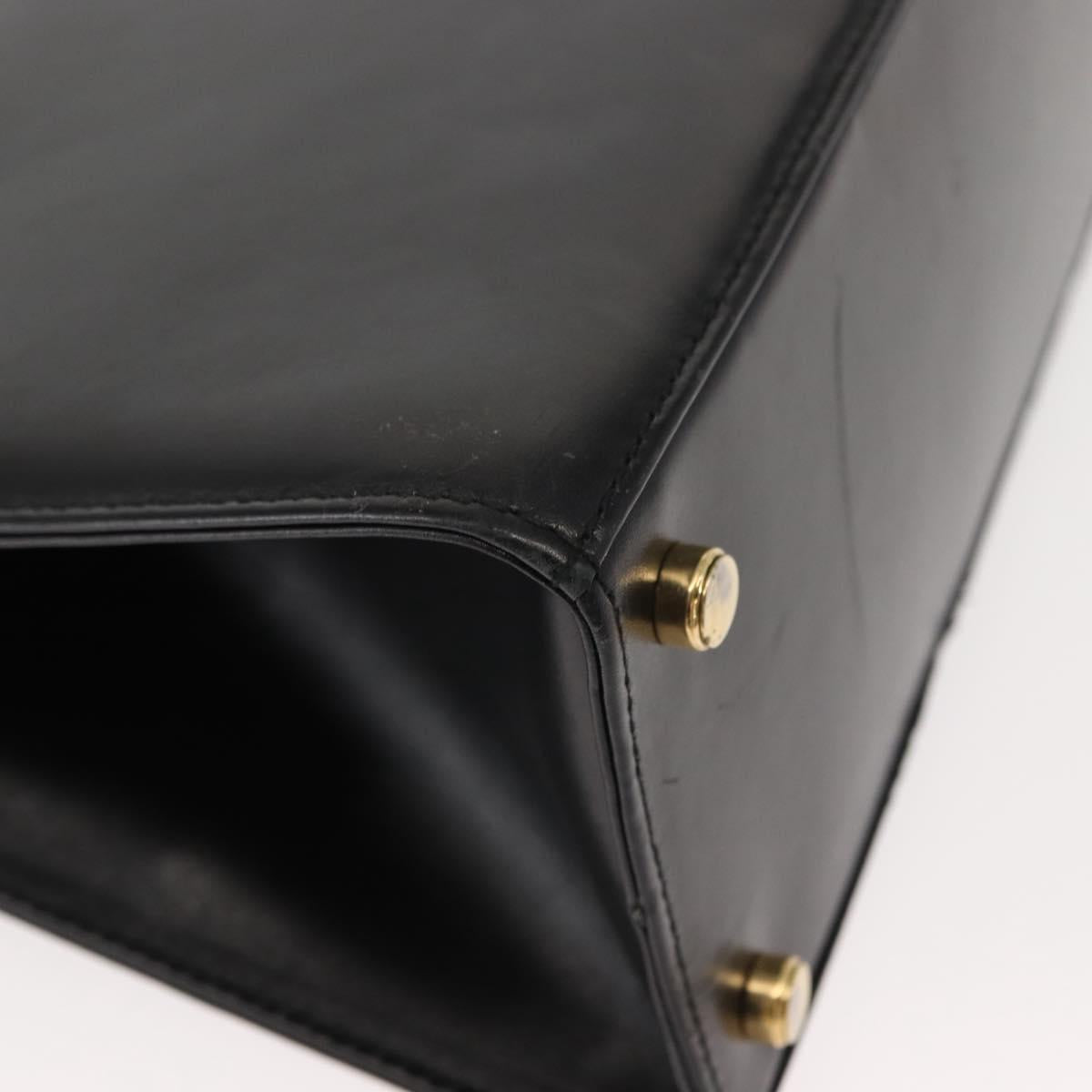 Salvatore Ferragamo Vala Hand Bag Leather 2way Black Gold Auth BA7329