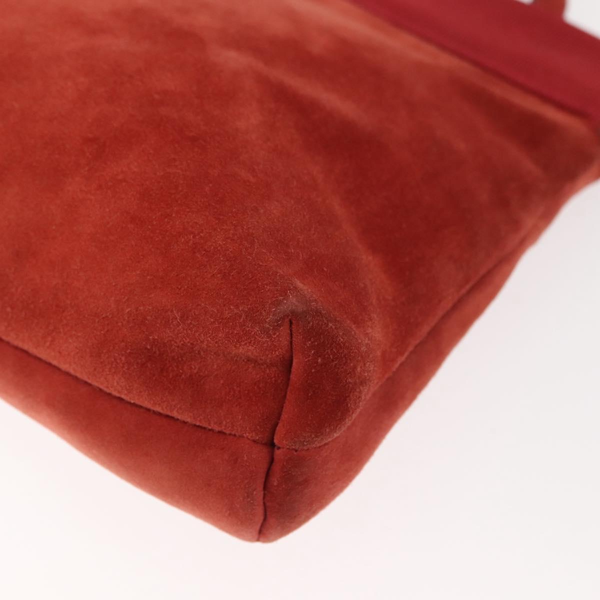 Salvatore Ferragamo Vala Shoulder Bag Suede Red Gold Auth BA7331