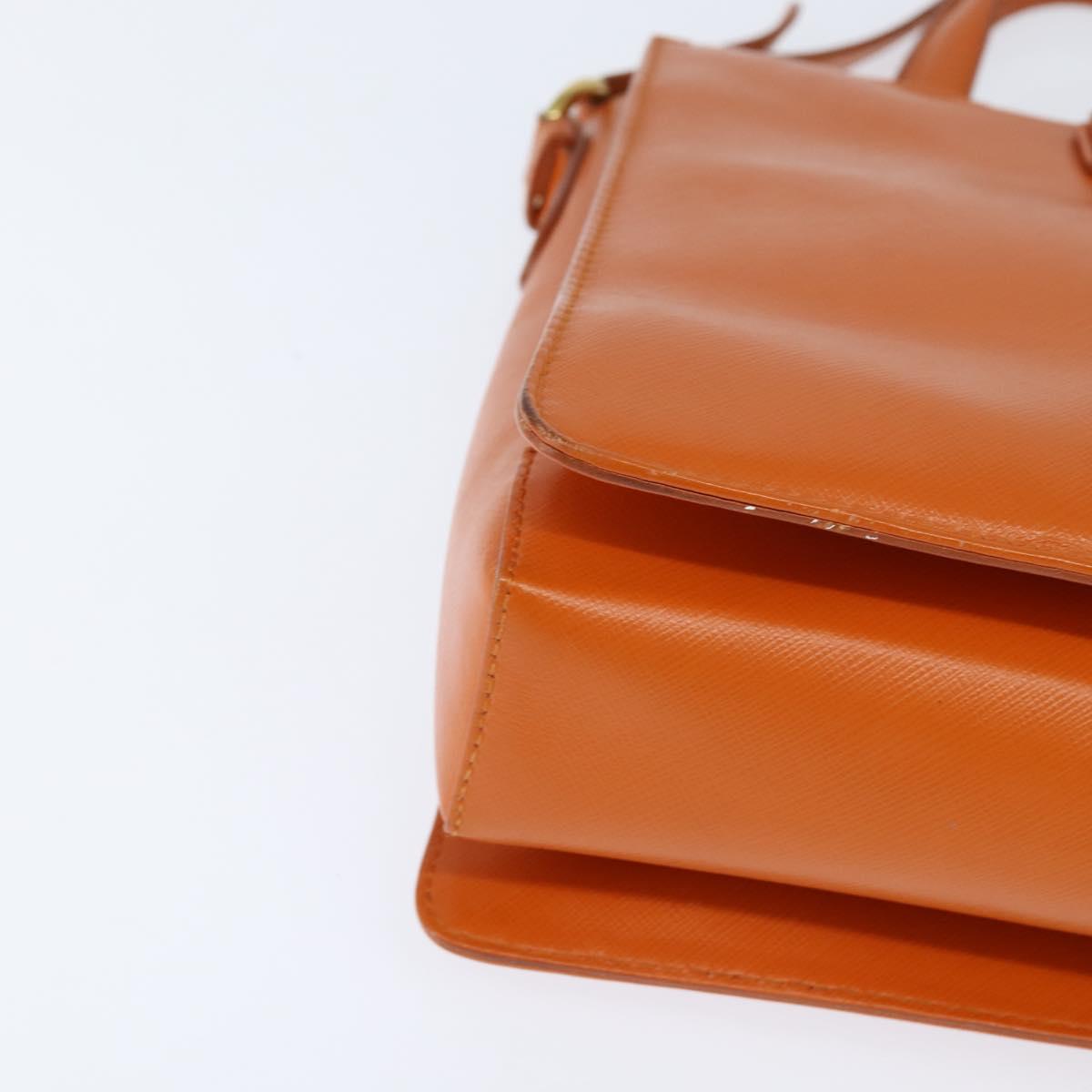 Salvatore Ferragamo Vala Tote Bag Leather 2way Orange Gold Auth BA7333