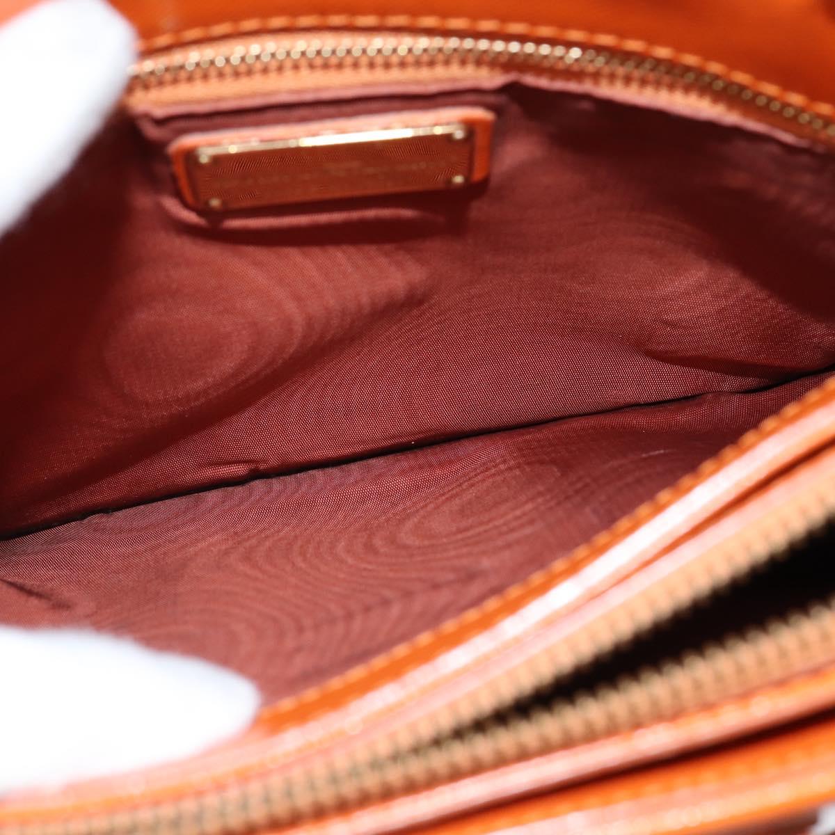 Salvatore Ferragamo Vala Tote Bag Leather 2way Orange Gold Auth BA7333