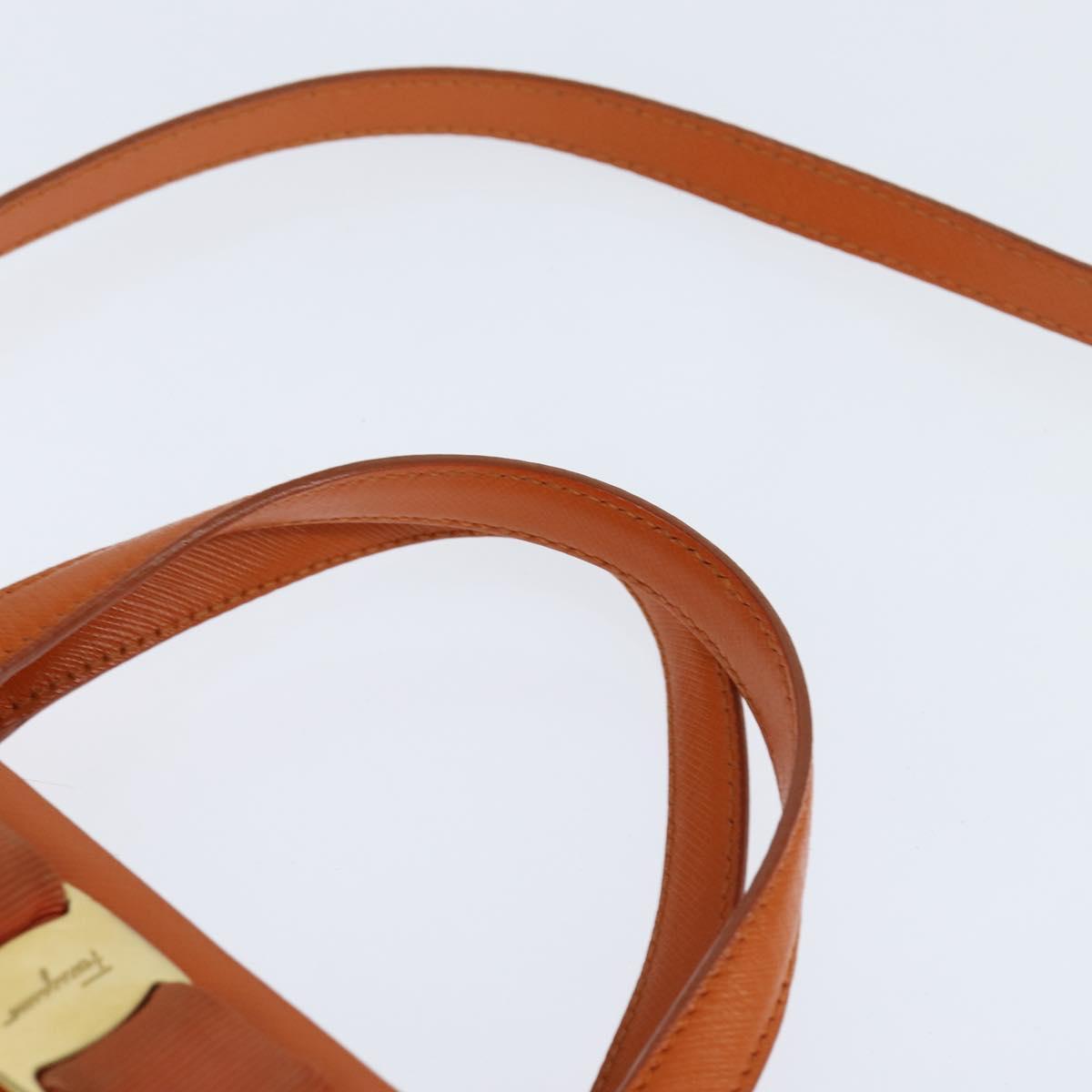 Salvatore Ferragamo Vala Tote Bag Leather 2way Orange Gold Auth BA7333