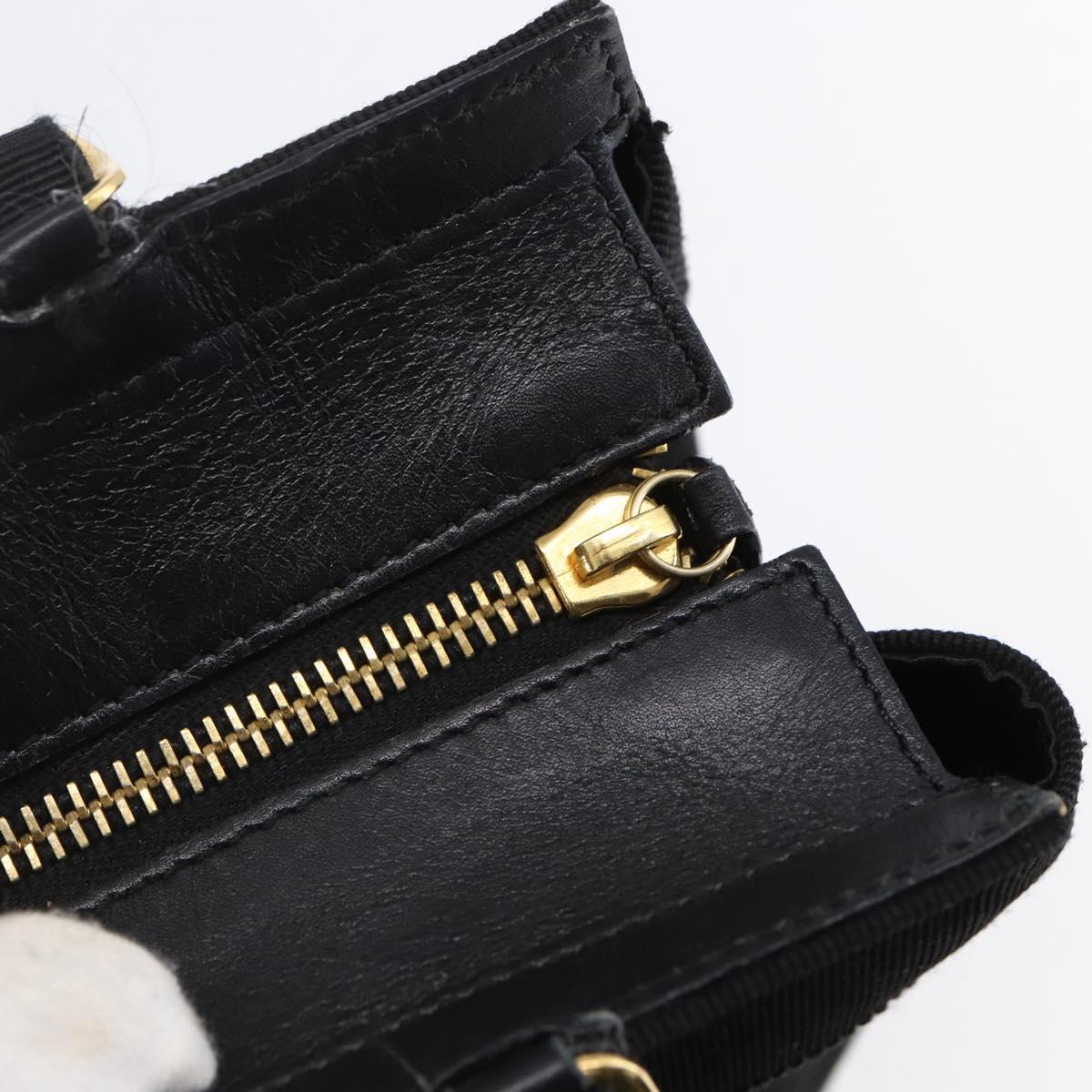 Salvatore Ferragamo Chain Vala Tote Bag Canvas Navy Gold Auth BA7334