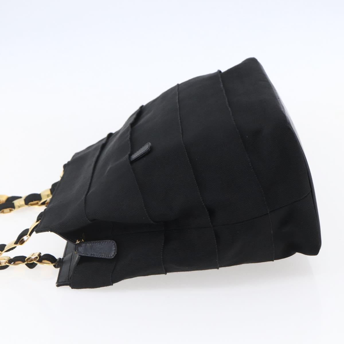 Salvatore Ferragamo Chain Vala Tote Bag Canvas Navy Gold Auth BA7334